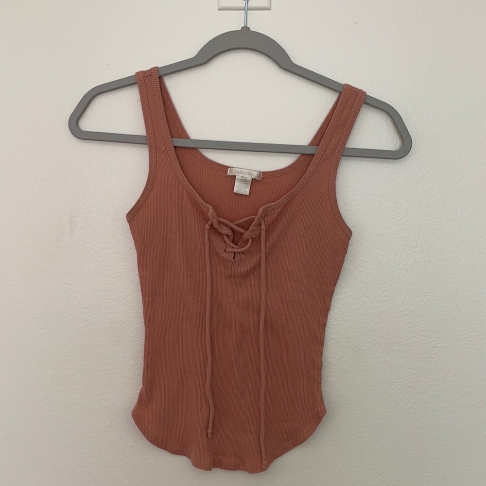 Pink tie up tank top